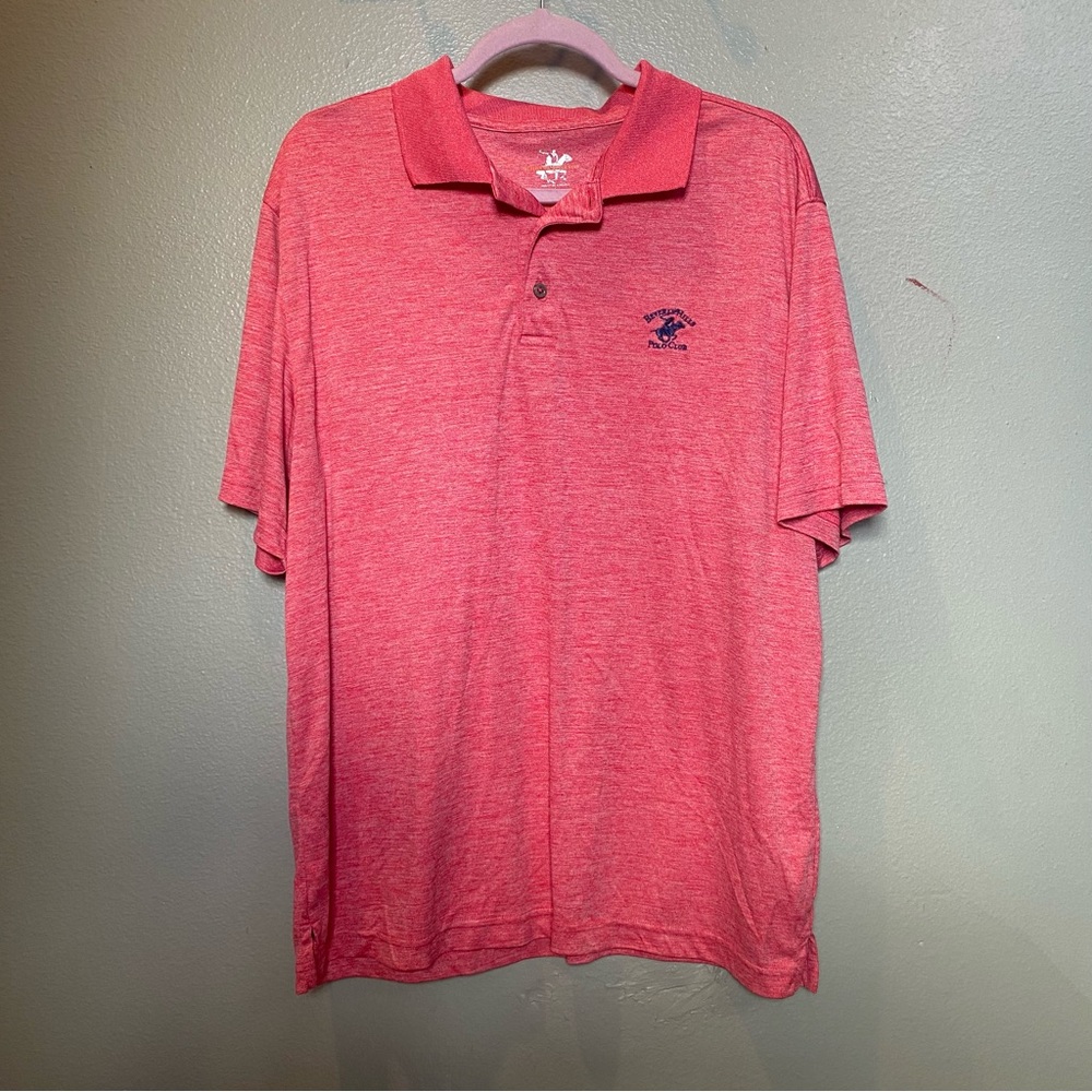 Beverly Hills Polo Club Heathered Red Polo Shirt